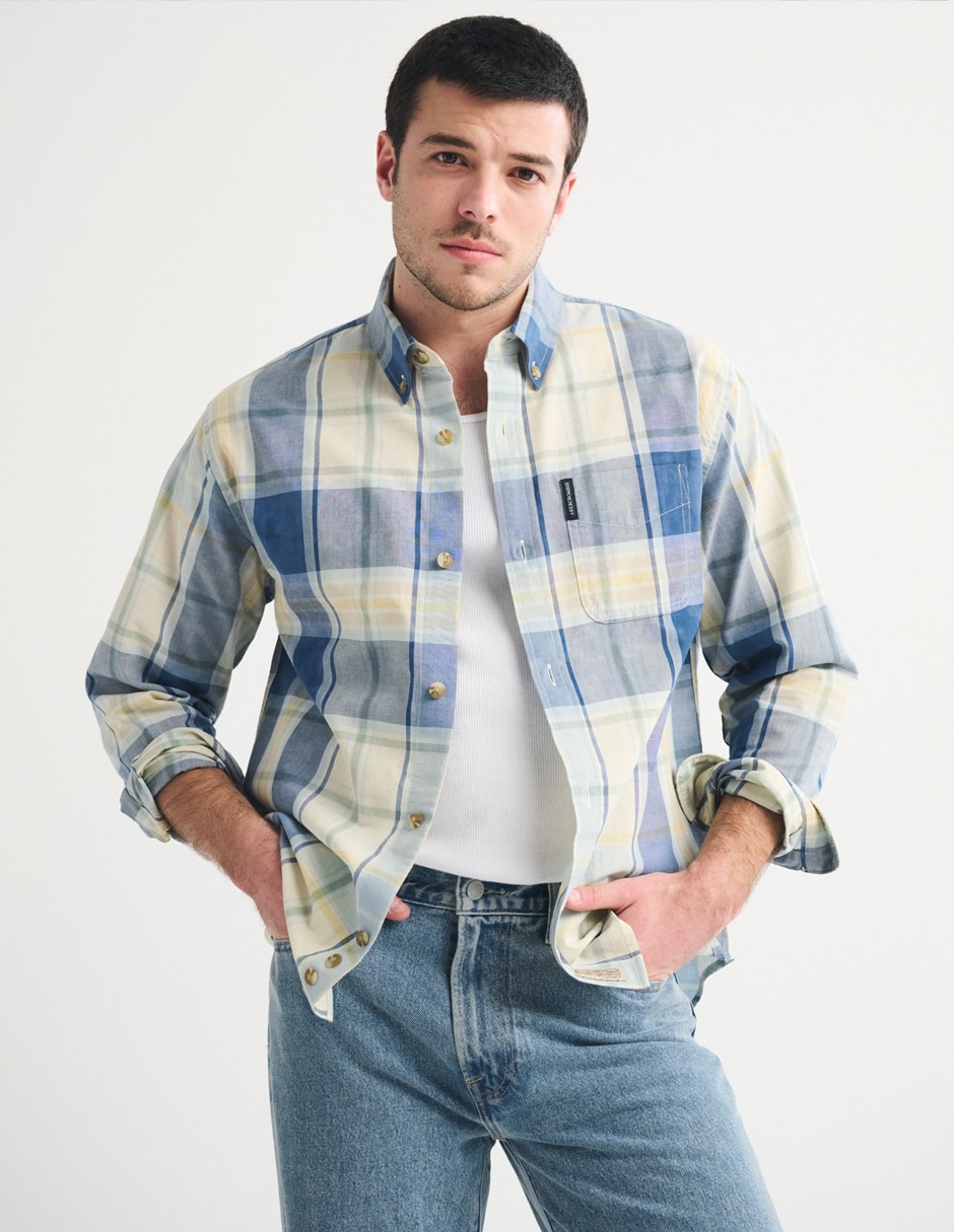 Camisa casual de algodón manga larga para hombre 2