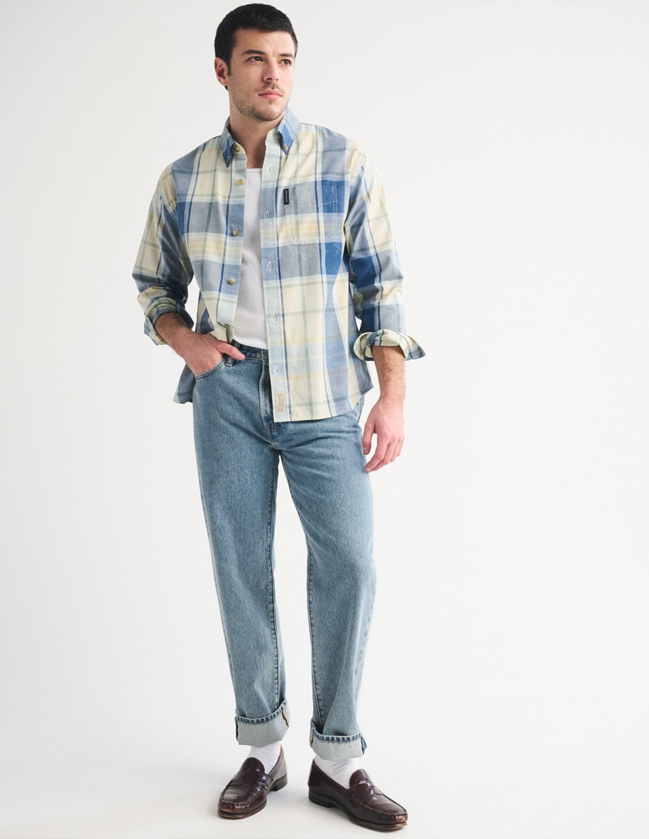 Camisa casual de algodón manga larga para hombre 7