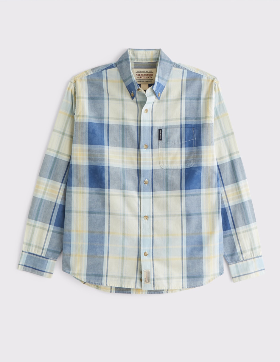 Camisa casual de algodón manga larga para hombre