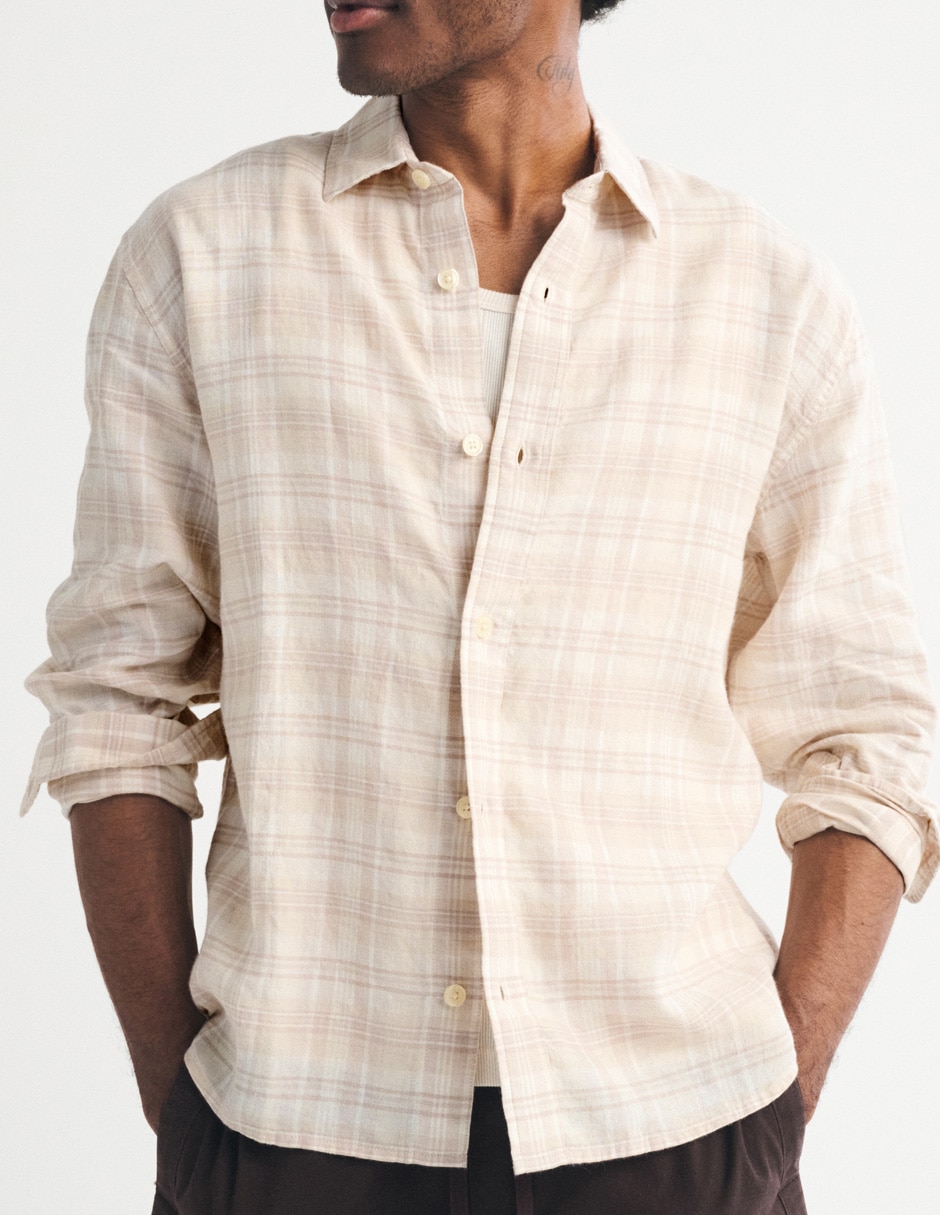 Camisa/Sobrecamisa Casual de (si aplica) Algodón y lino manga Larga para hombre 4