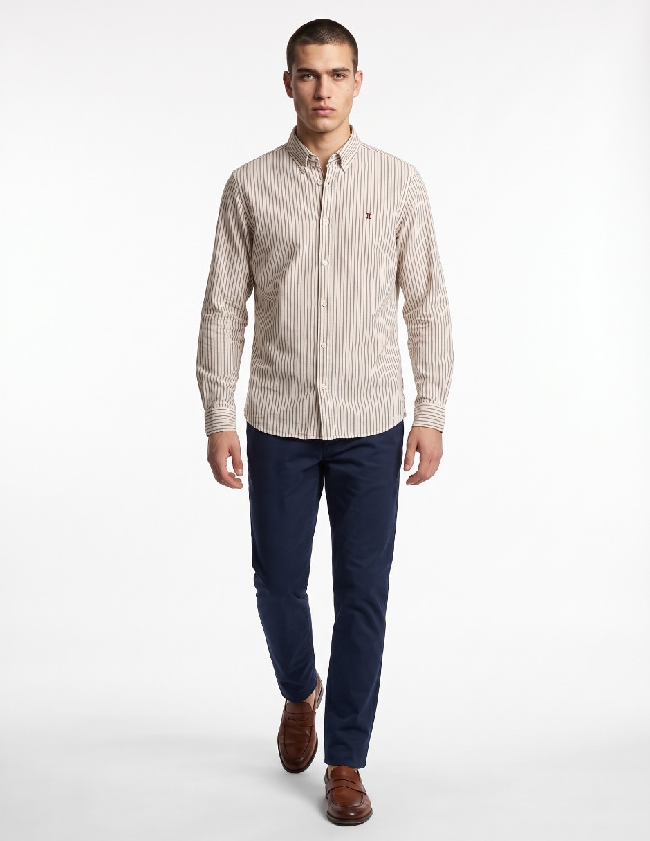 Camisa casual de algodón manga larga para hombre