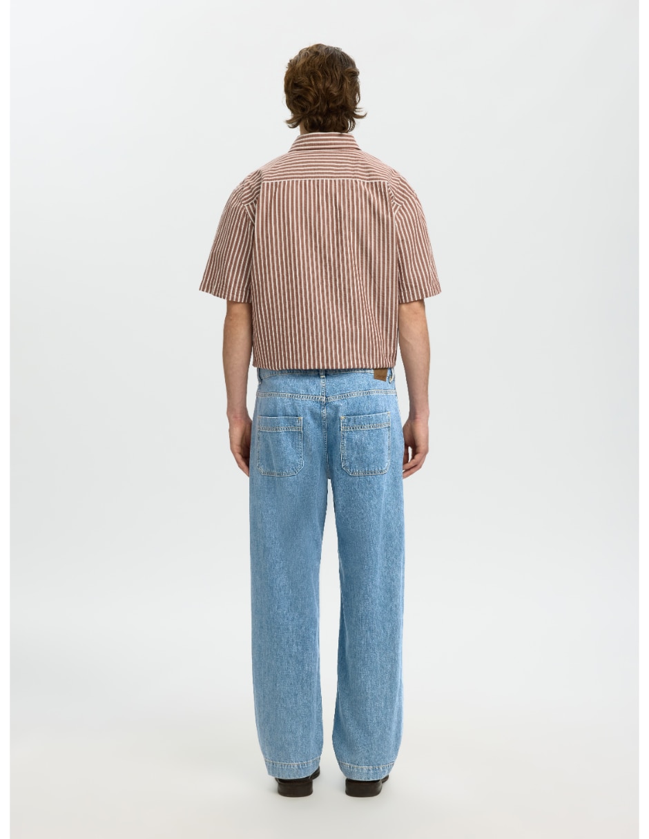 Jeans cargo bota deslavado para hombre 2