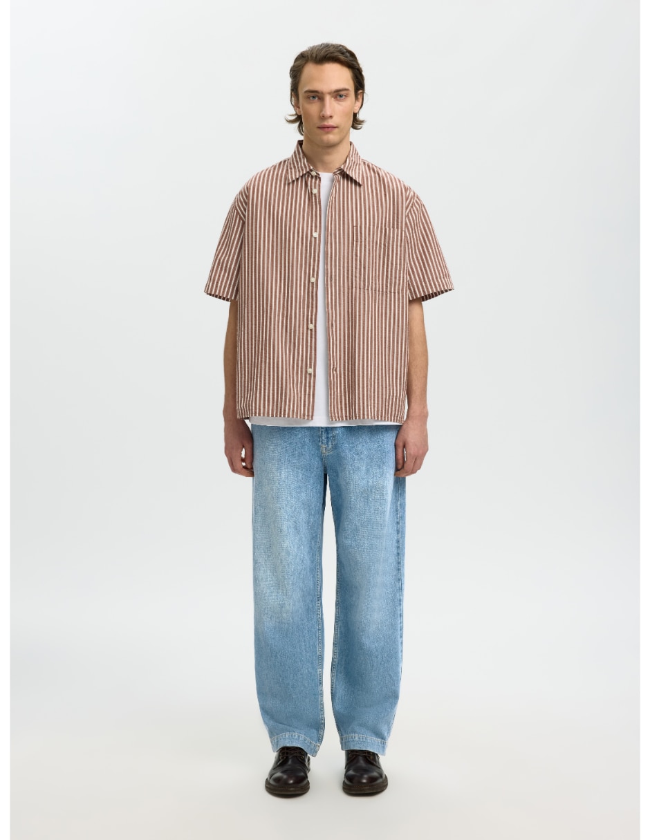 Jeans cargo bota deslavado para hombre 5