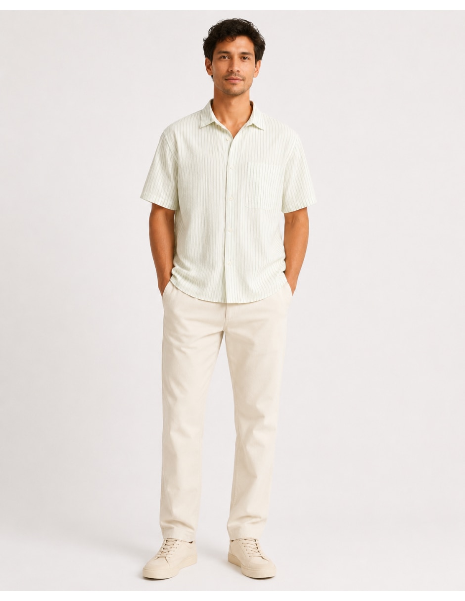 Camisa casual selected de algodón manga corta para hombre