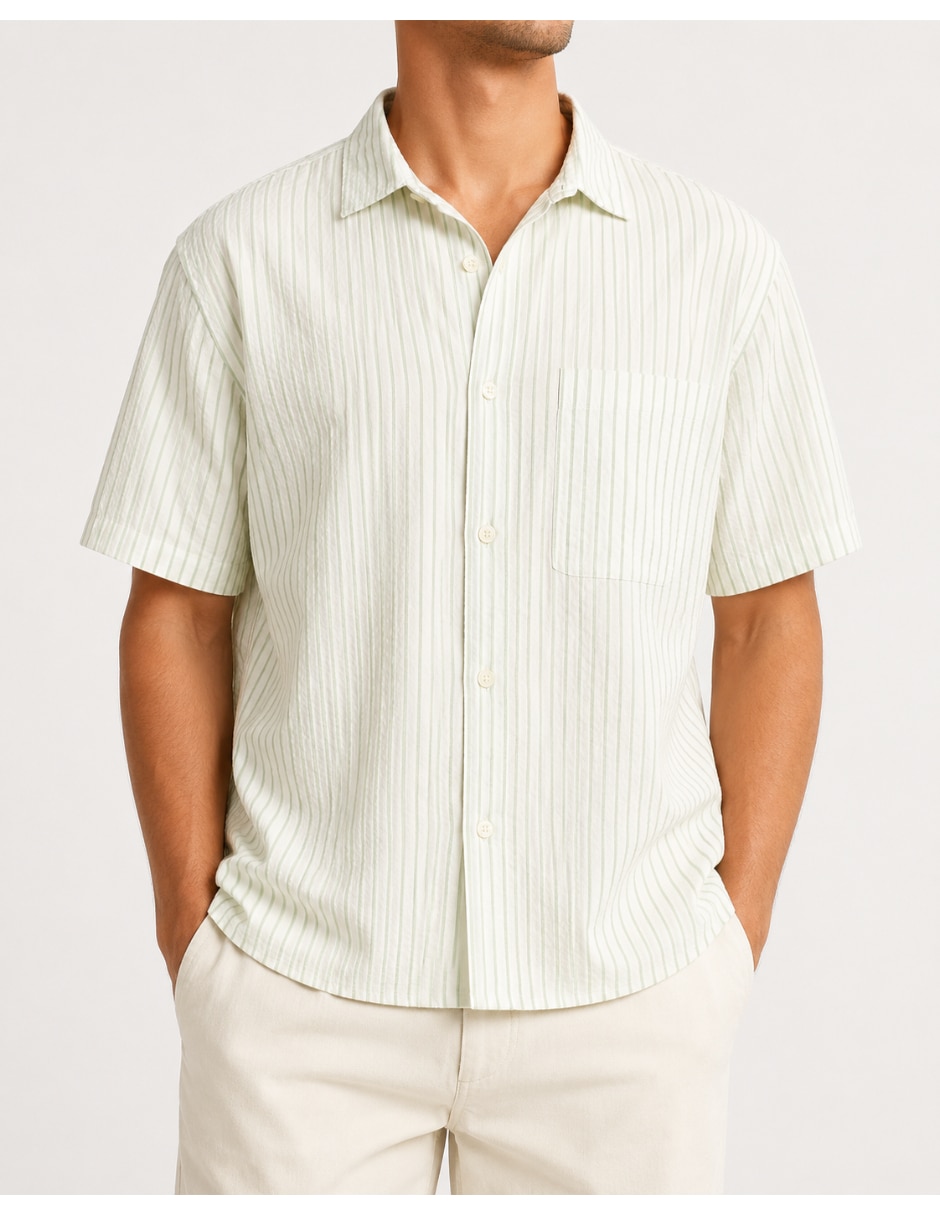 Camisa casual selected de algodón manga corta para hombre