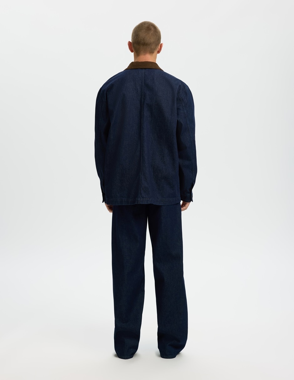 Chamarra denim Selected cuello a contraste para hombre