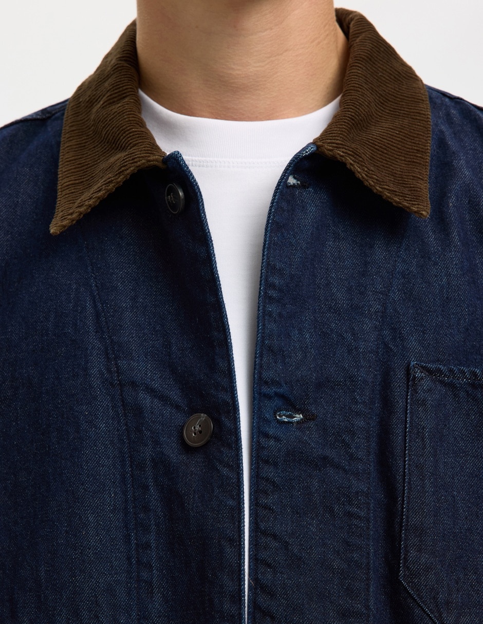 Chamarra denim Selected cuello a contraste para hombre