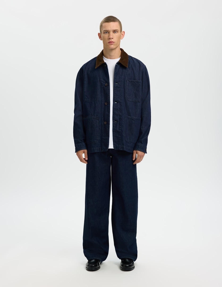 Chamarra denim Selected cuello a contraste para hombre