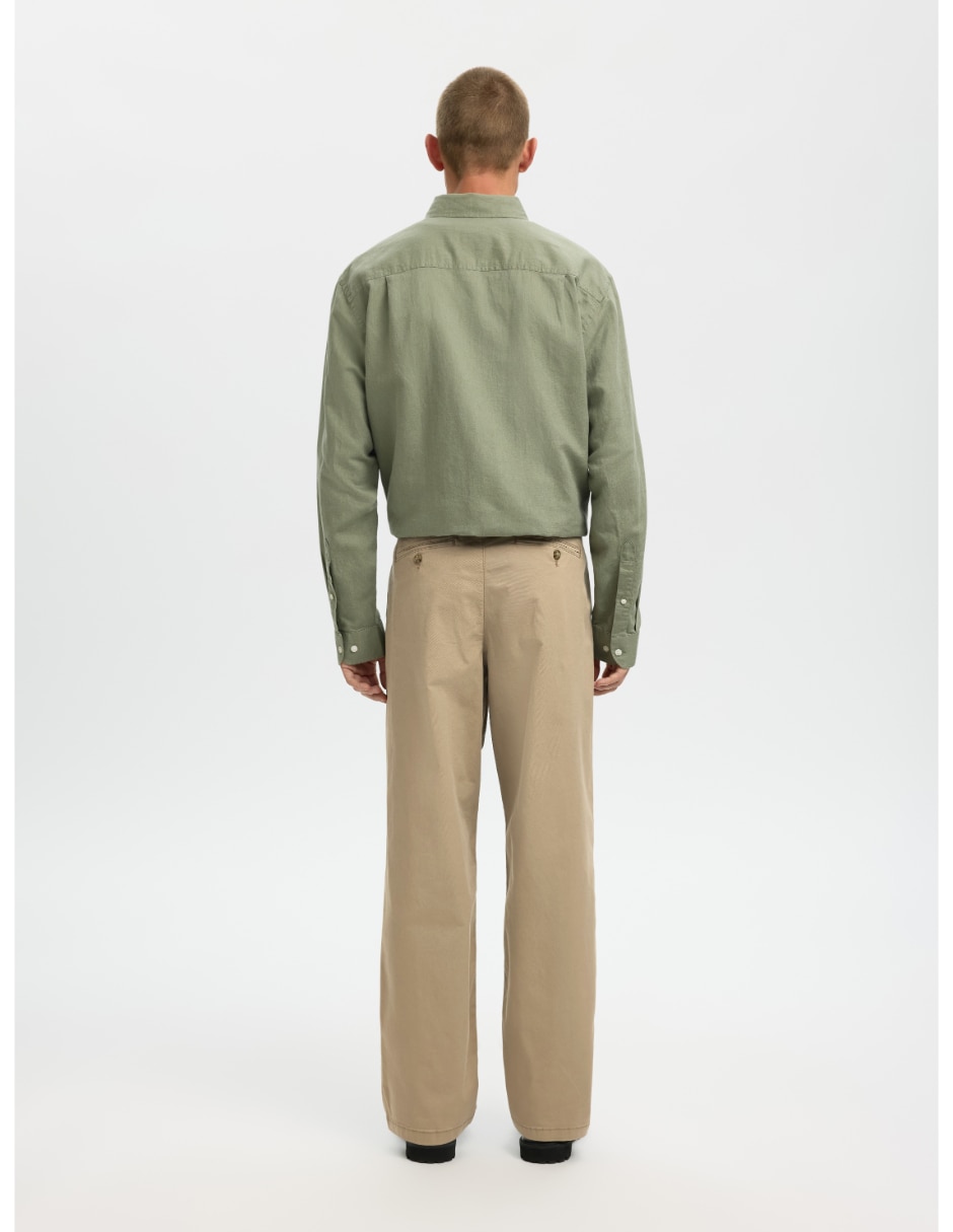 Pantalón casual chino recto de algodón para hombre 4