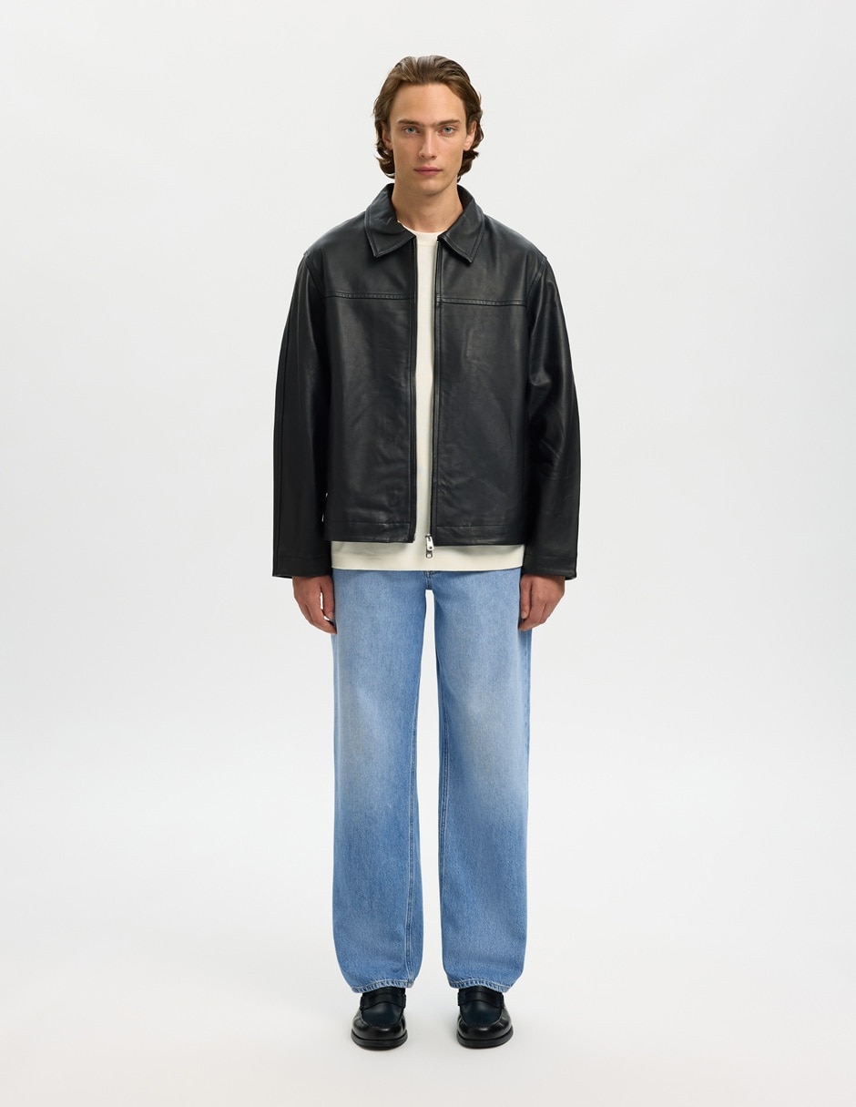 Jeans loose lavado claro para hombre 4
