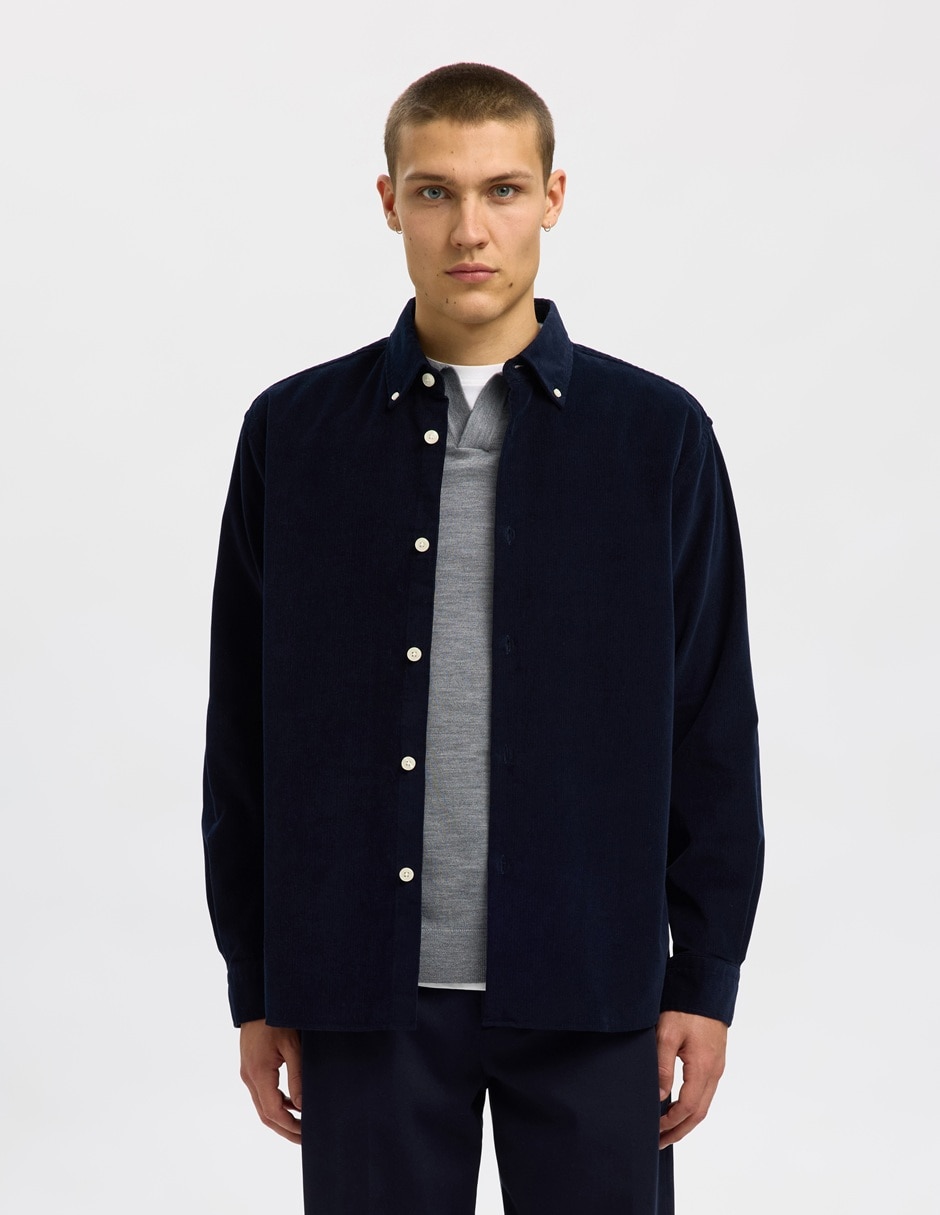 Camisa/sobrecamisa casual de algodón manga larga para hombre