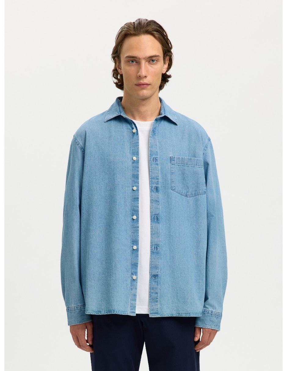 Camisa casual de algodón manga larga para hombre