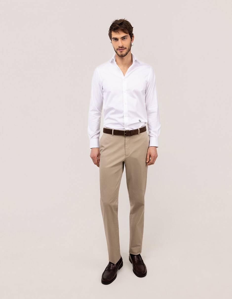 Camisa casual El Ganso de algodón manga larga para hombre