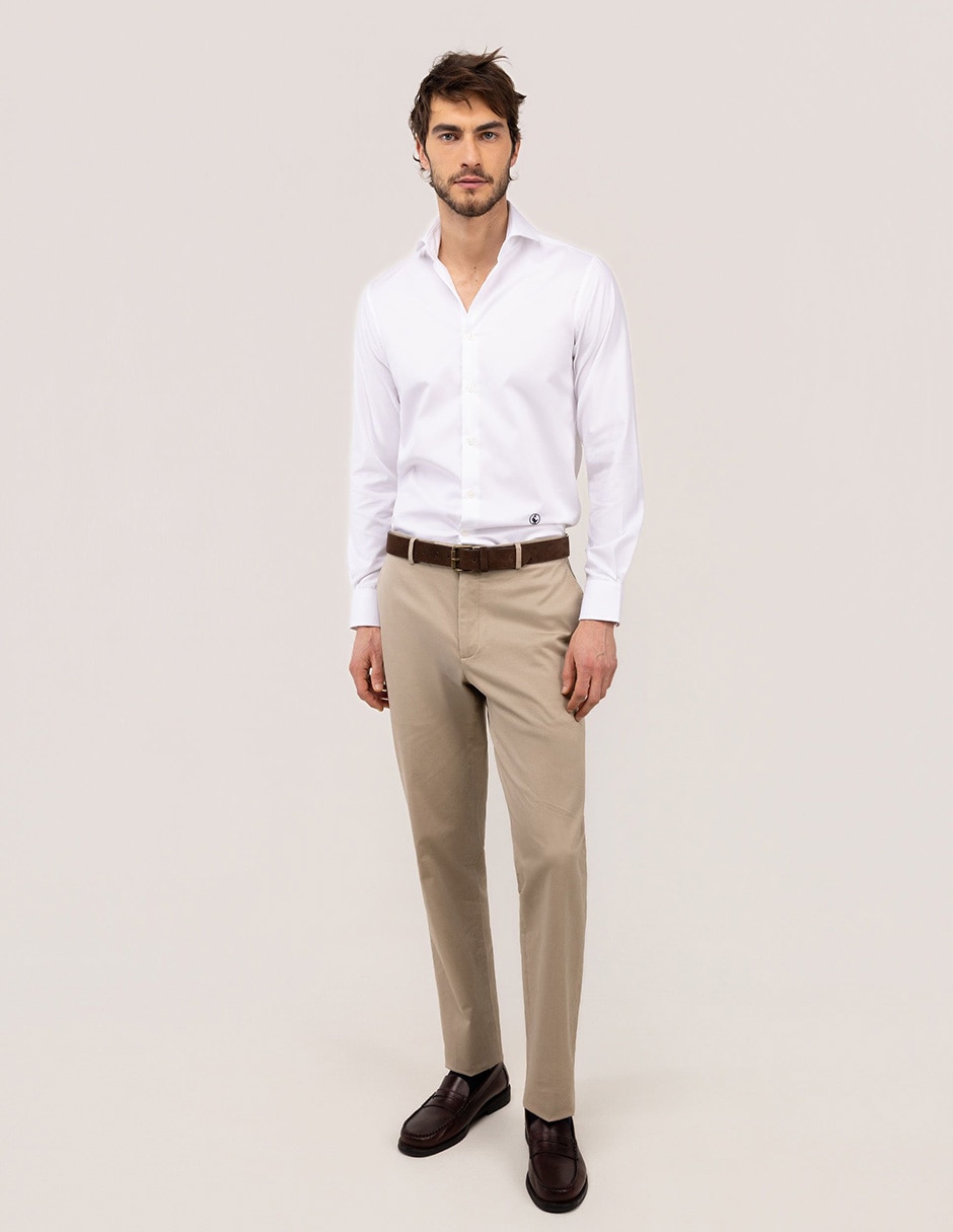 Camisa casual El Ganso de algodón manga larga para hombre