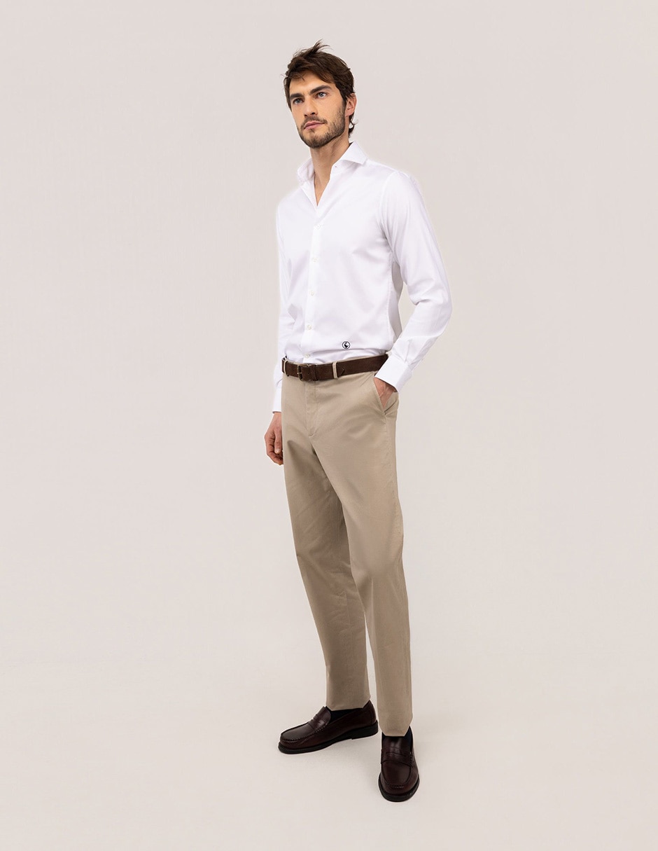 Camisa casual El Ganso de algodón manga larga para hombre