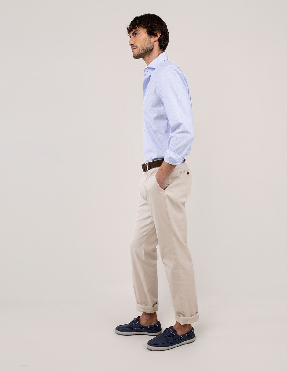 Camisa casual El Ganso de algodón manga larga para hombre