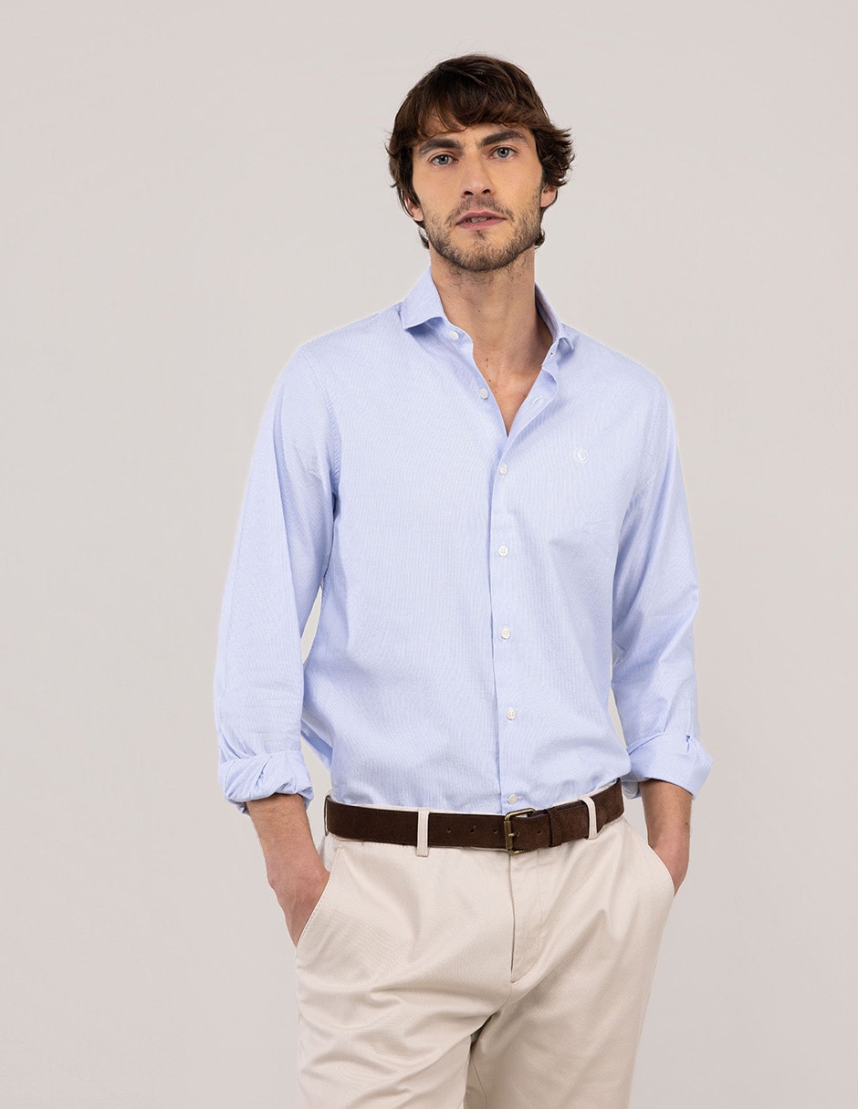 Camisa casual El Ganso de algodón manga larga para hombre