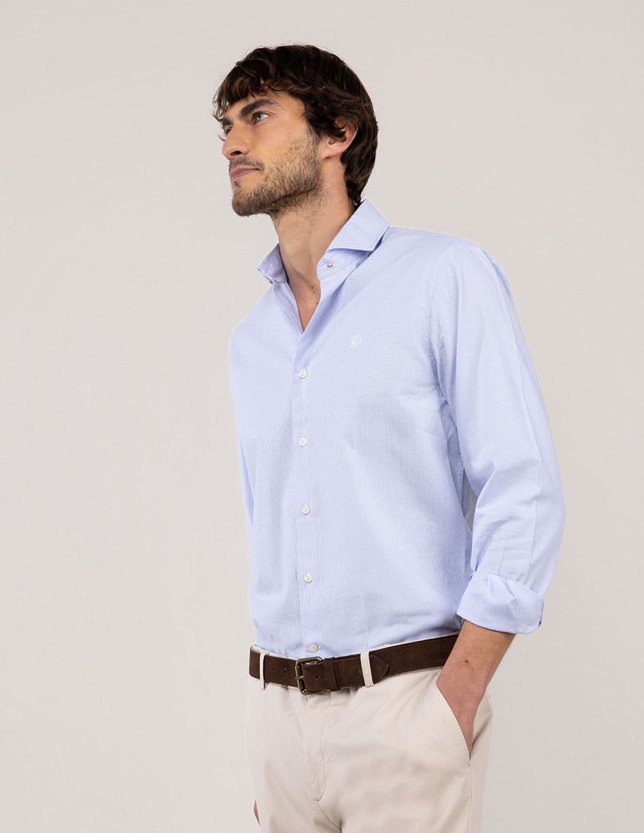 Camisa casual El Ganso de algodón manga larga para hombre