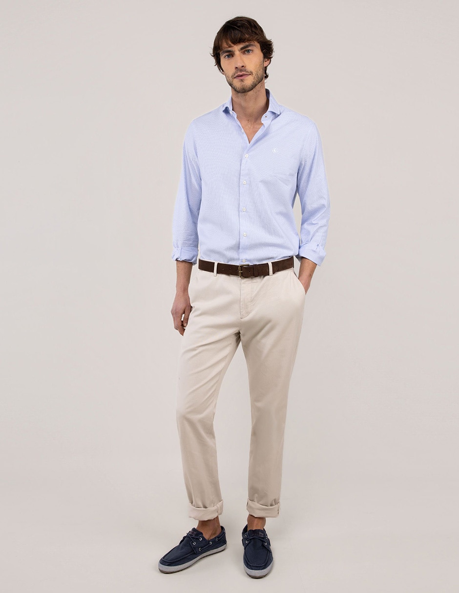 Camisa casual El Ganso de algodón manga larga para hombre