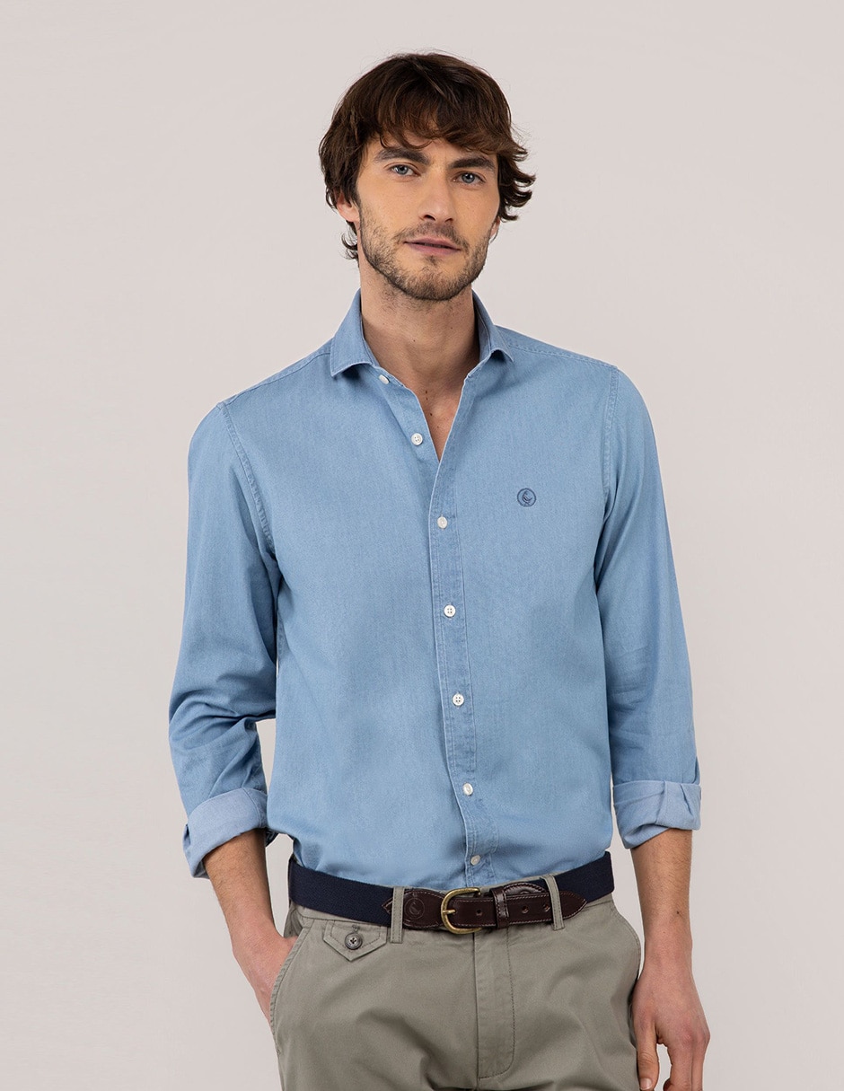 Camisa casual de algodón manga larga para hombre Camisa casual de algodón manga larga para hombre