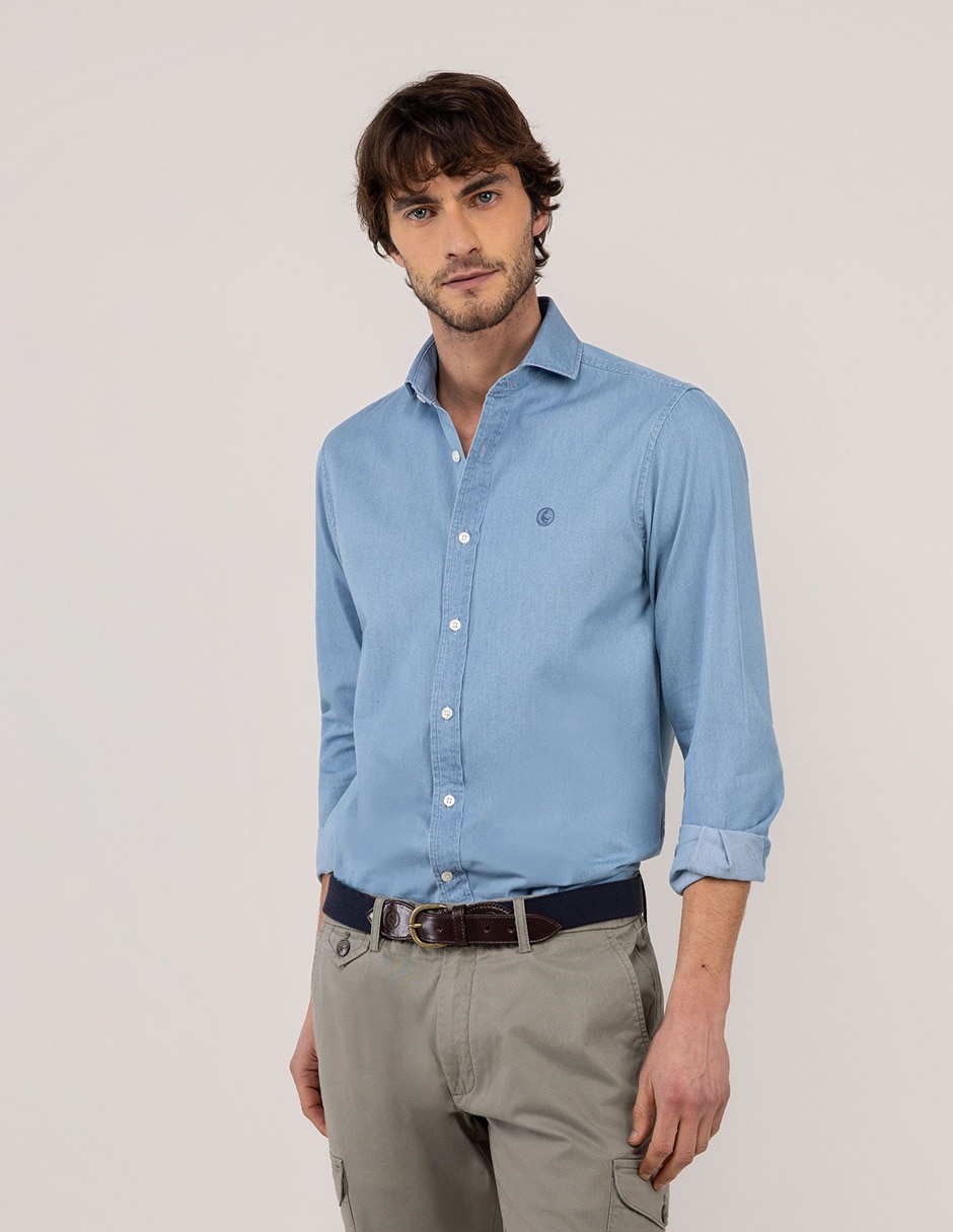 Camisa casual de algodón manga larga para hombre 4