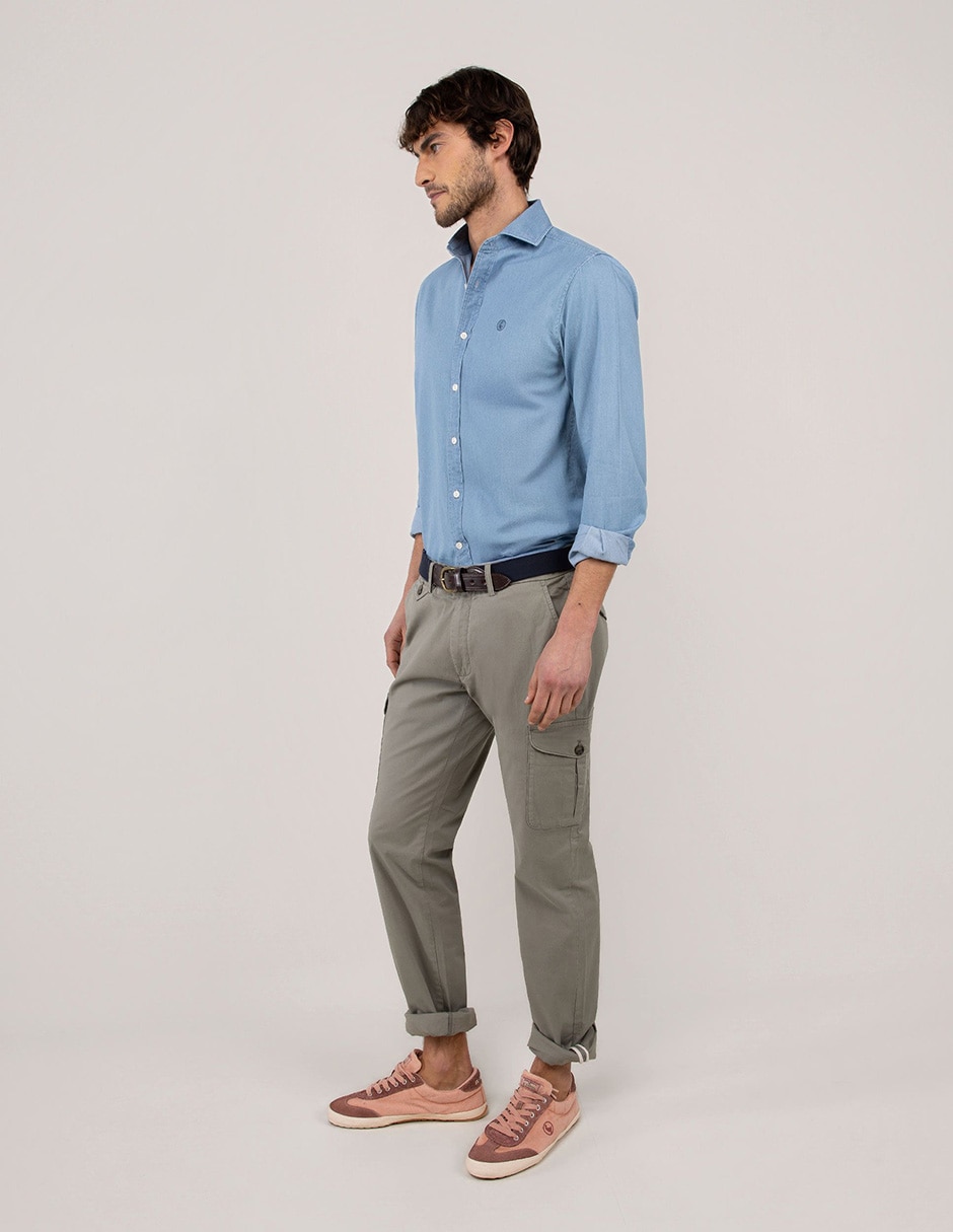 Camisa casual de algodón manga larga para hombre 6