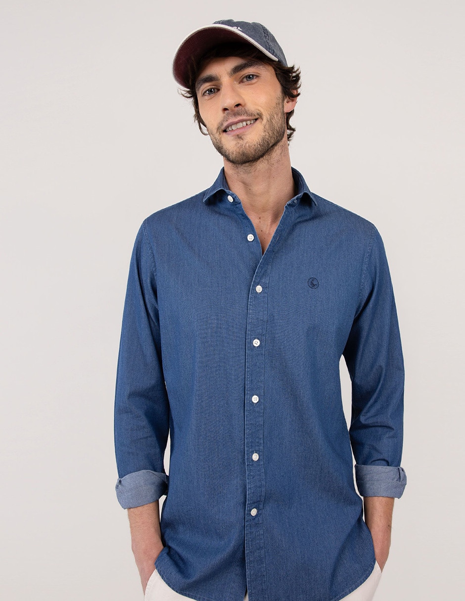 Camisa casual El Ganso de algodón manga larga para hombre