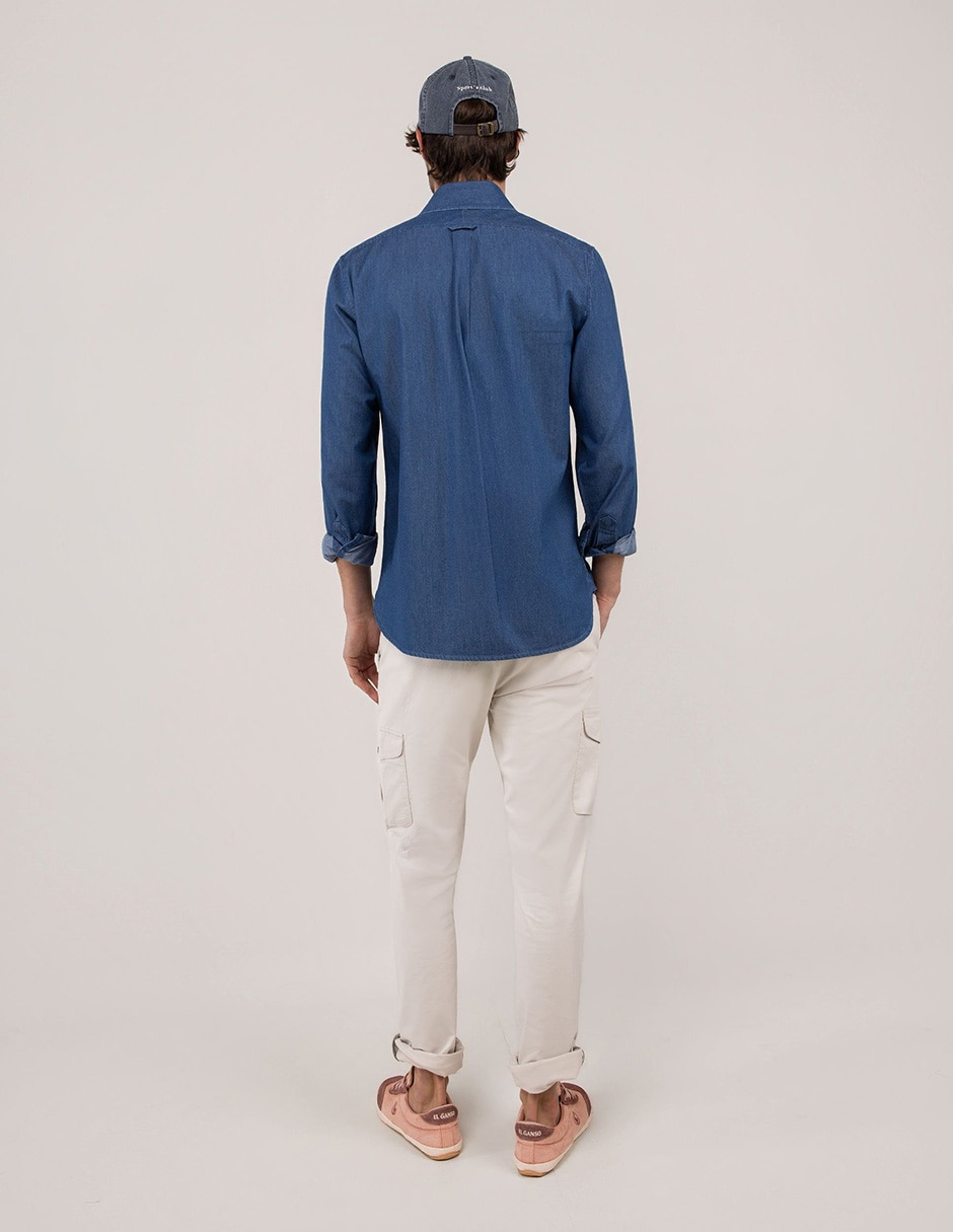 Camisa casual El Ganso de algodón manga larga para hombre