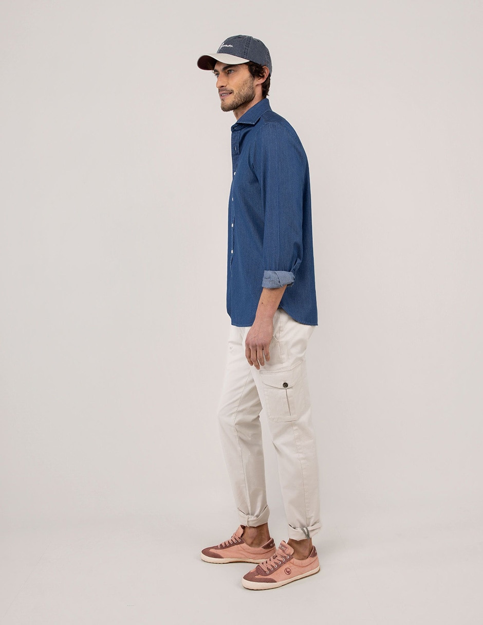 Camisa casual El Ganso de algodón manga larga para hombre