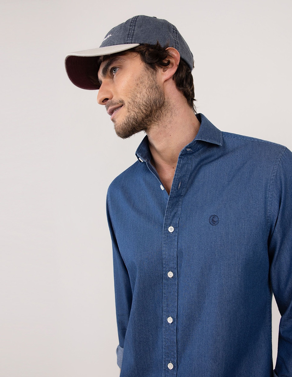 Camisa casual El Ganso de algodón manga larga para hombre