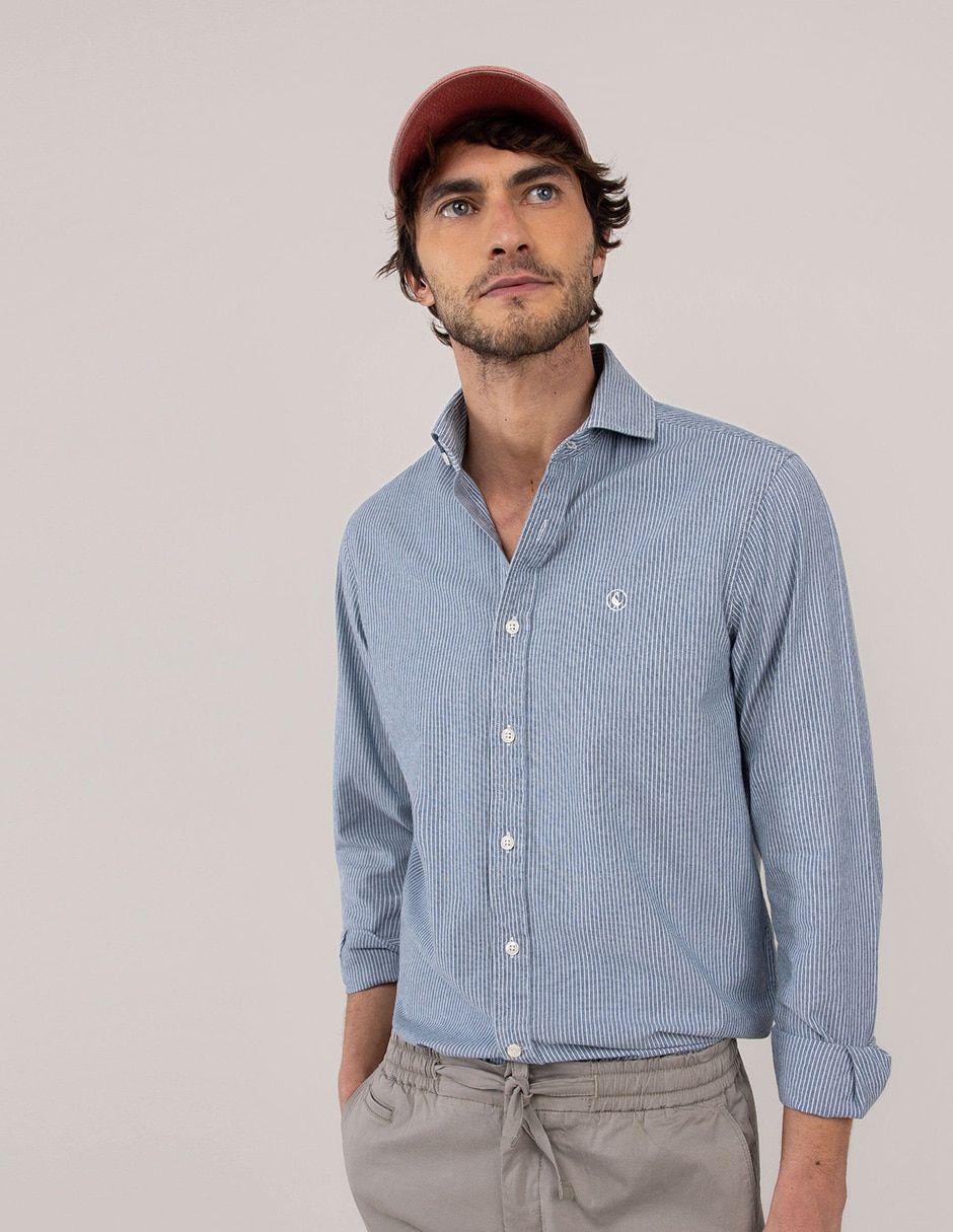 Camisa casual de algodón manga larga para hombre 6