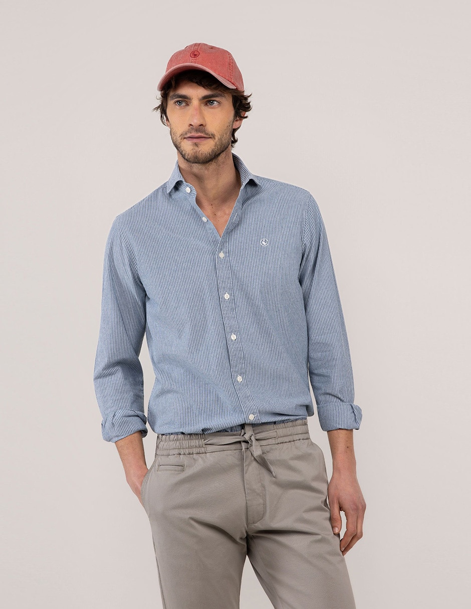 Camisa casual de algodón manga larga para hombre 8