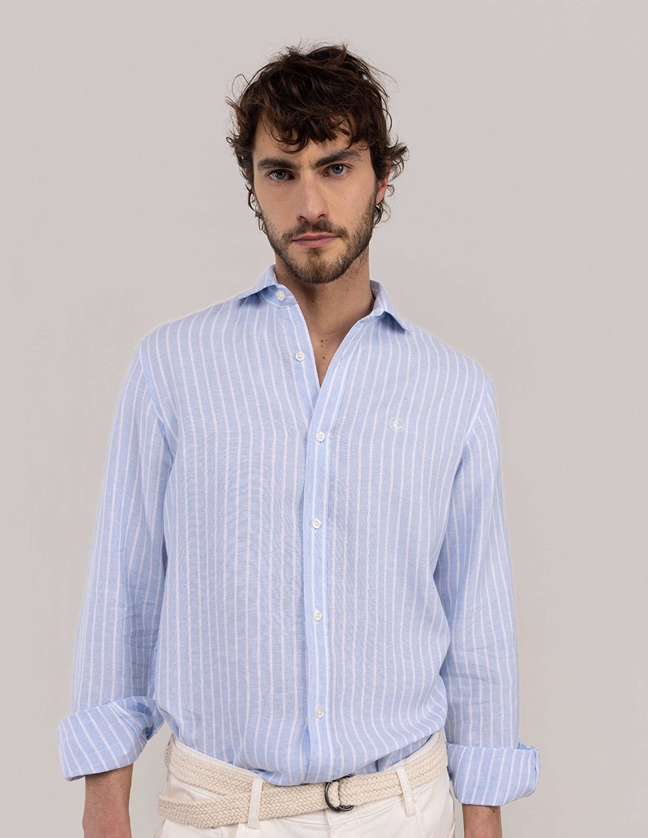 Camisa/sobrecamisa casual de lino manga larga para hombre Camisa/sobrecamisa casual de lino manga larga para hombre