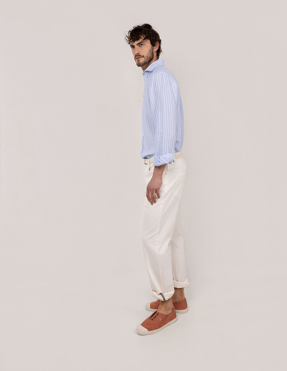 Camisa/sobrecamisa casual de lino manga larga para hombre 2