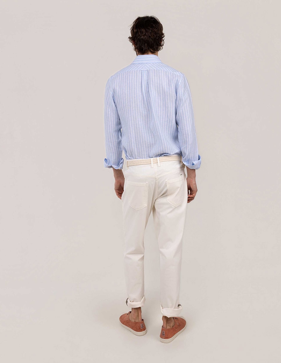 Camisa/sobrecamisa casual de lino manga larga para hombre 7