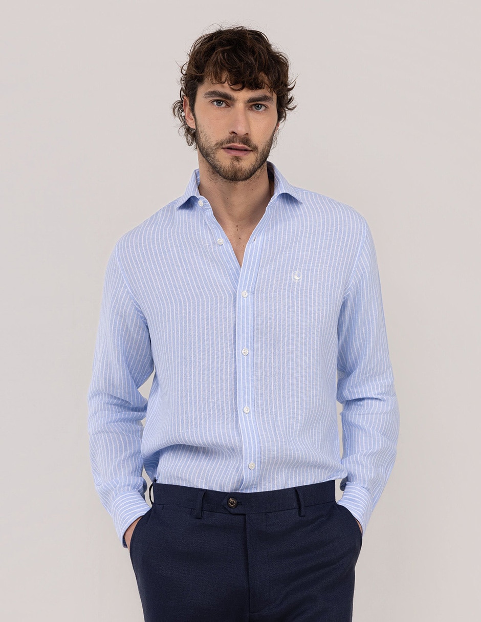 Camisa/sobrecamisa casual de lino manga larga para hombre Camisa/sobrecamisa casual de lino manga larga para hombre
