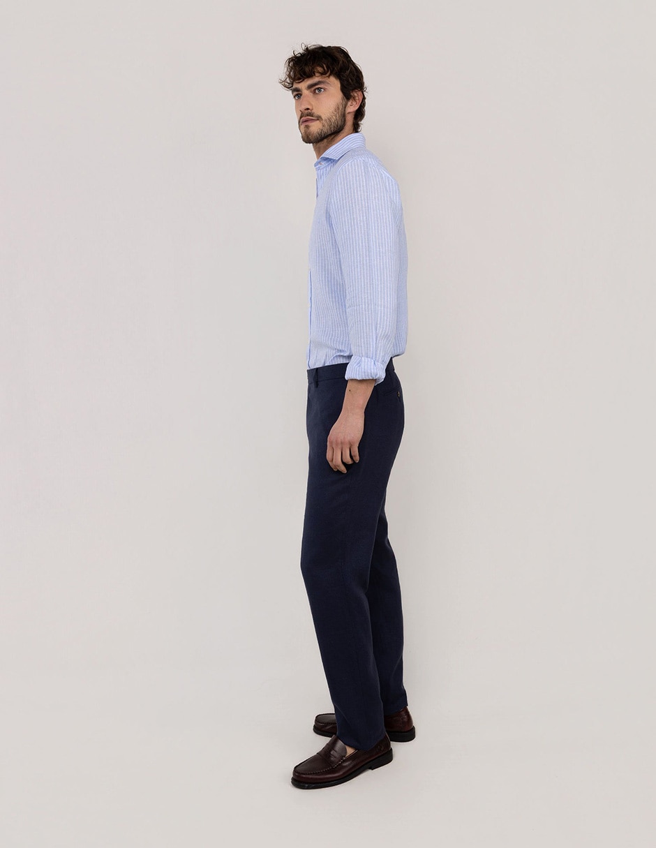 Camisa/sobrecamisa casual de lino manga larga para hombre 2