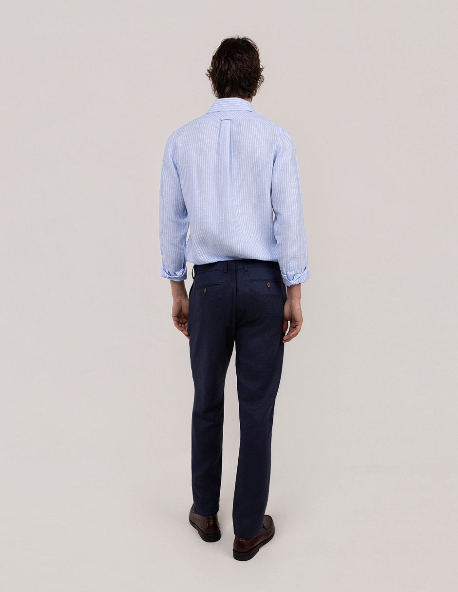 Camisa/sobrecamisa casual de lino manga larga para hombre 5
