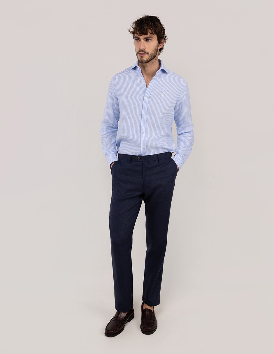 Camisa/sobrecamisa casual de lino manga larga para hombre 6