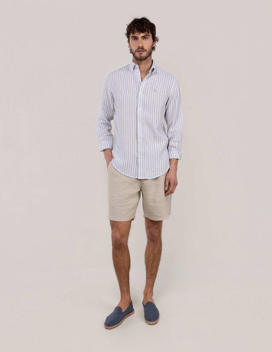 Camisa de lino manga larga para hombre 2