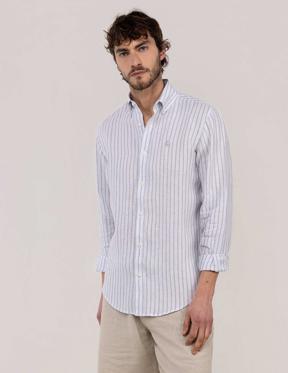 Camisa de lino manga larga para hombre 3
