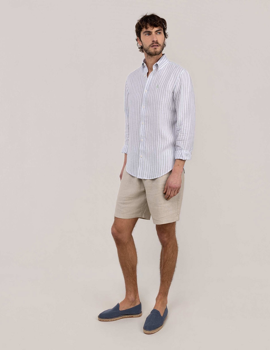 Camisa de lino manga larga para hombre 6