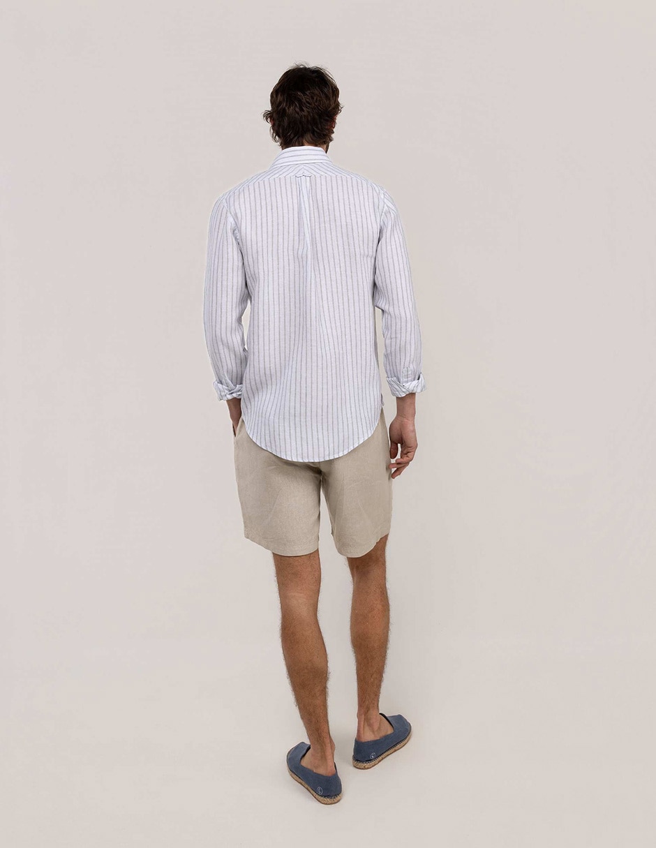 Camisa de lino manga larga para hombre 7