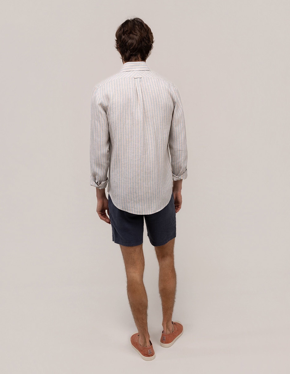 Camisa/sobrecamisa casual de lino manga larga para hombre 6