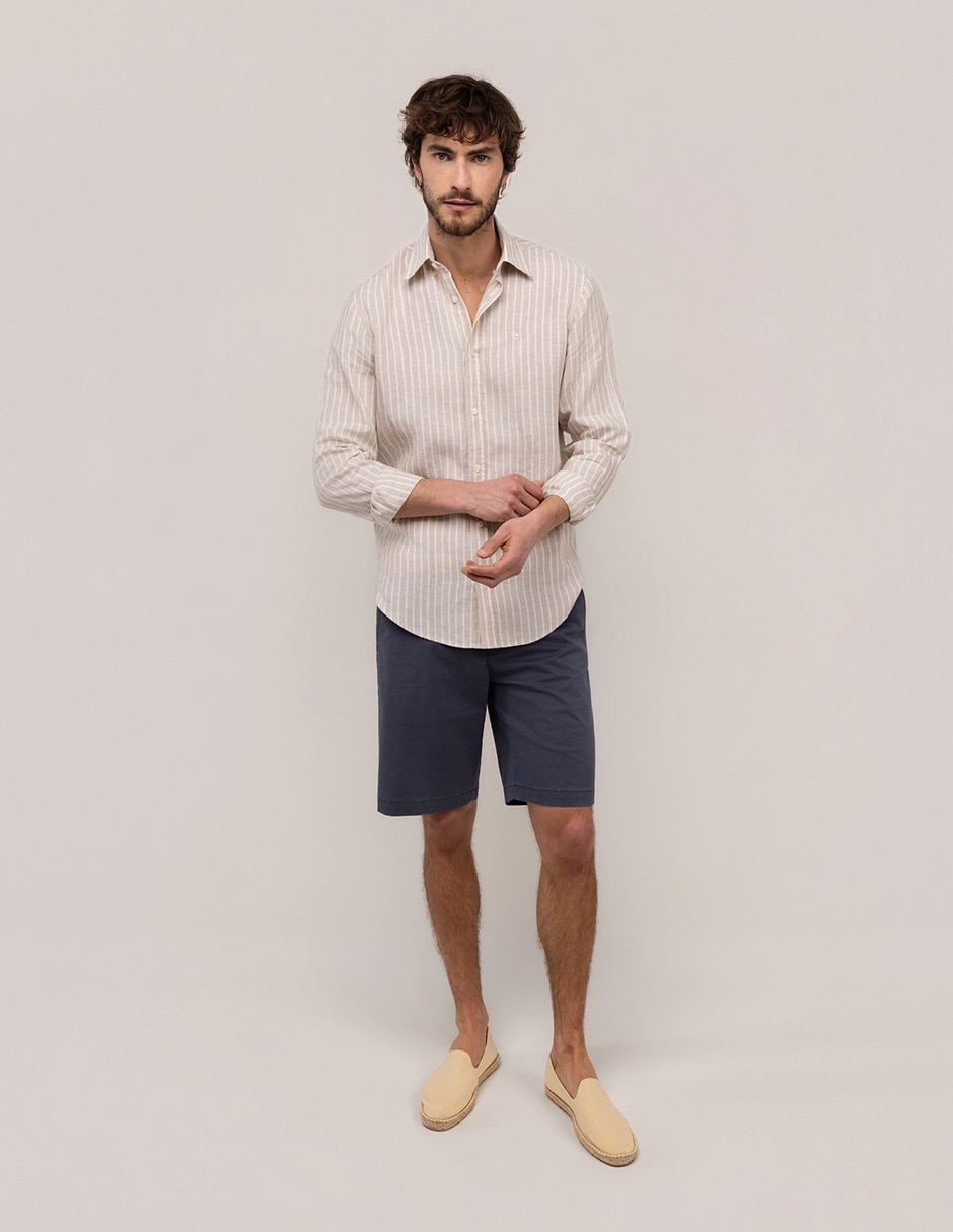 Camisa casual El Ganso de lino manga larga para hombre