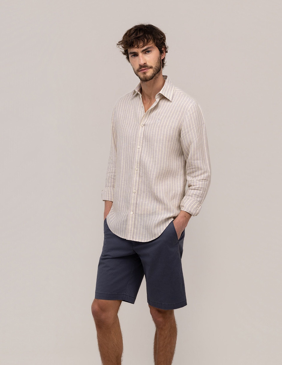 Camisa casual El Ganso de lino manga larga para hombre