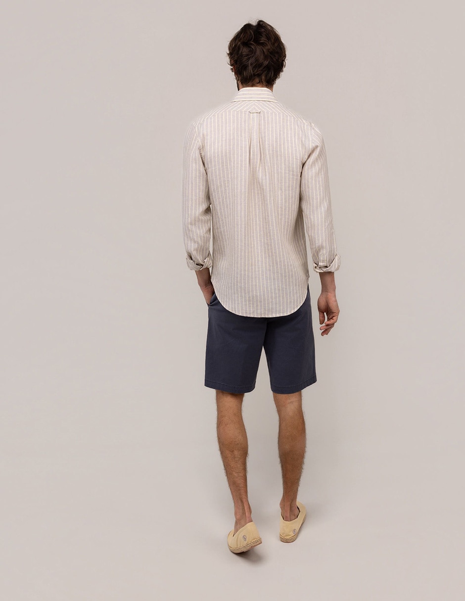 Camisa casual El Ganso de lino manga larga para hombre