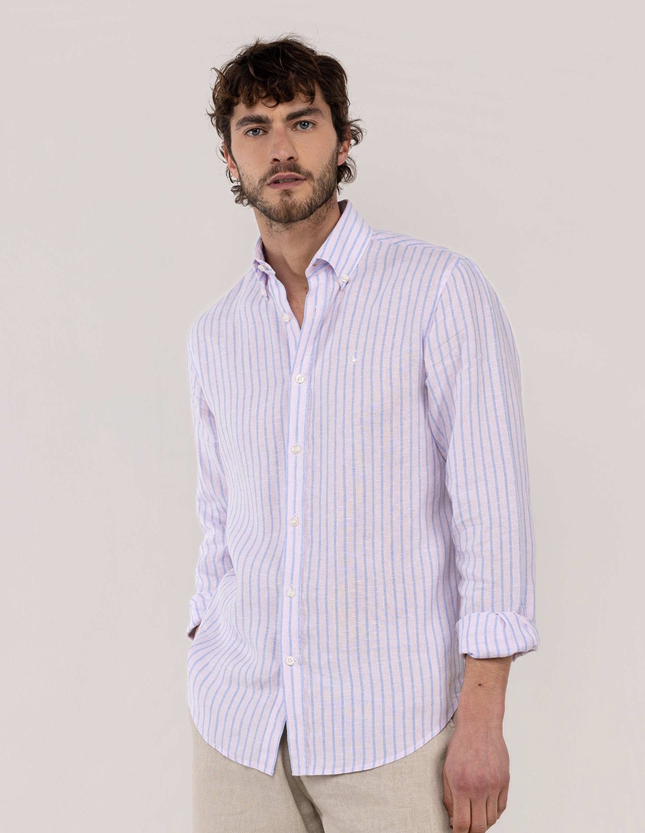 Camisa/sobrecamisa casual de lino manga larga para hombre Camisa/sobrecamisa casual de lino manga larga para hombre