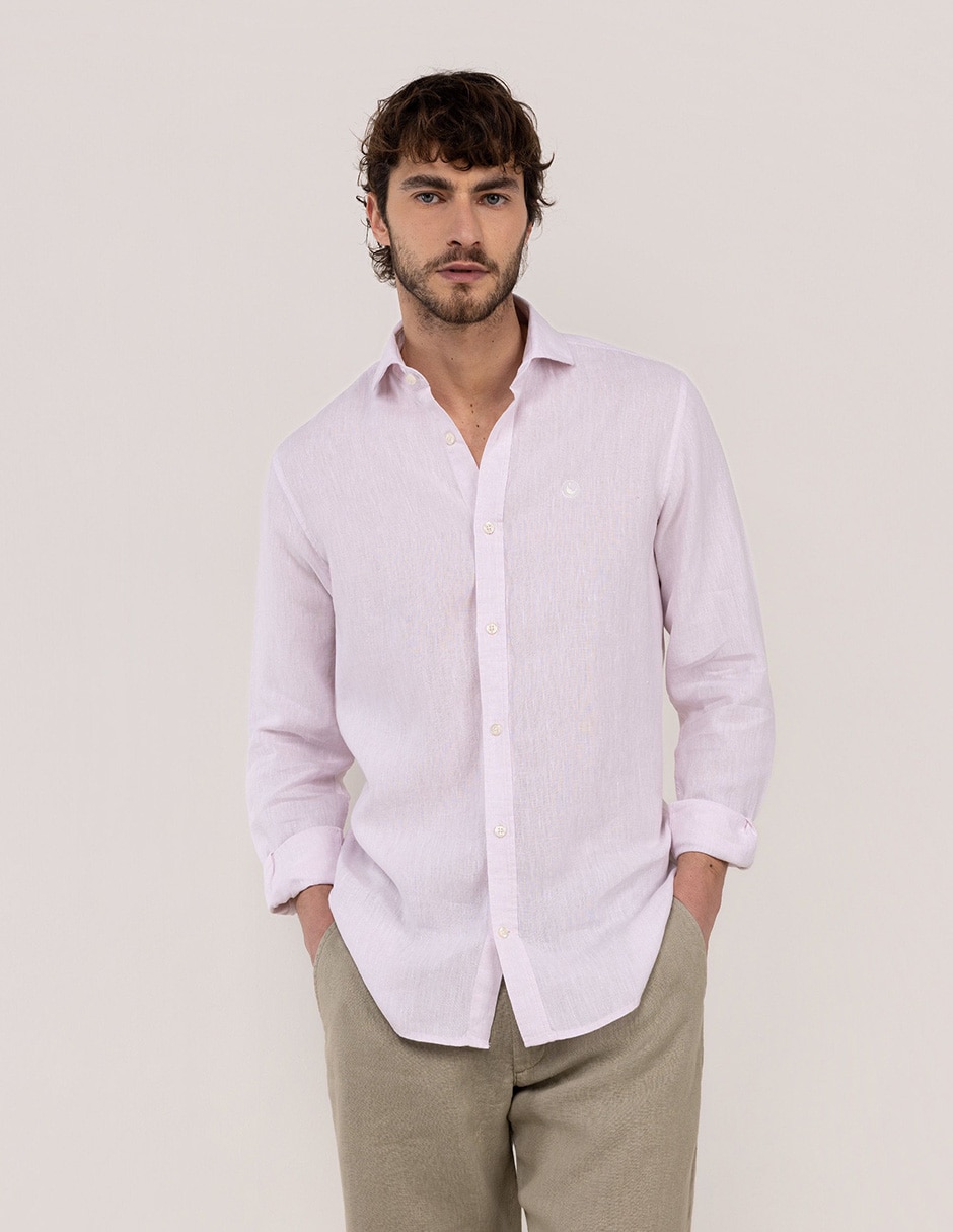 Camisa casual El Ganso de lino manga larga para hombre