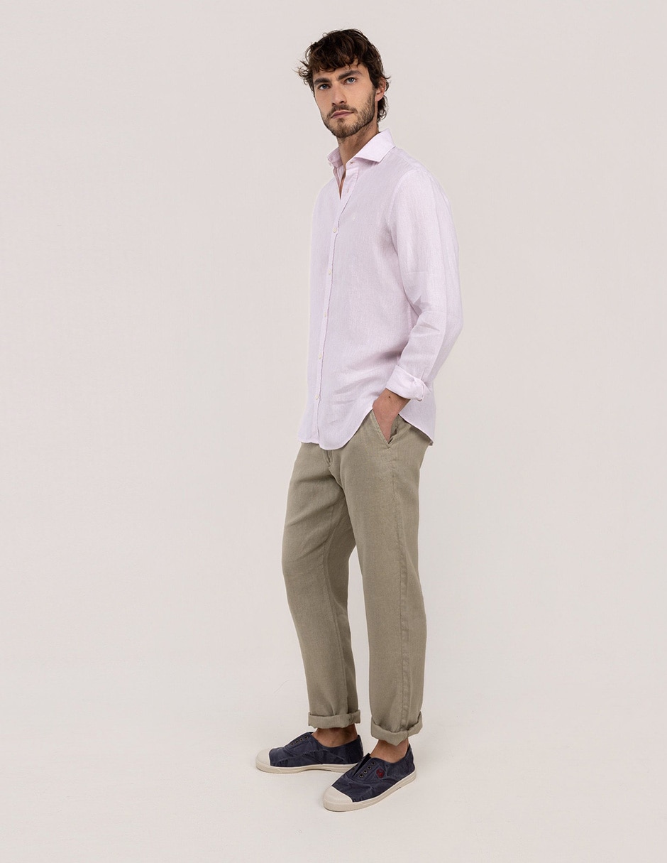 Camisa casual El Ganso de lino manga larga para hombre